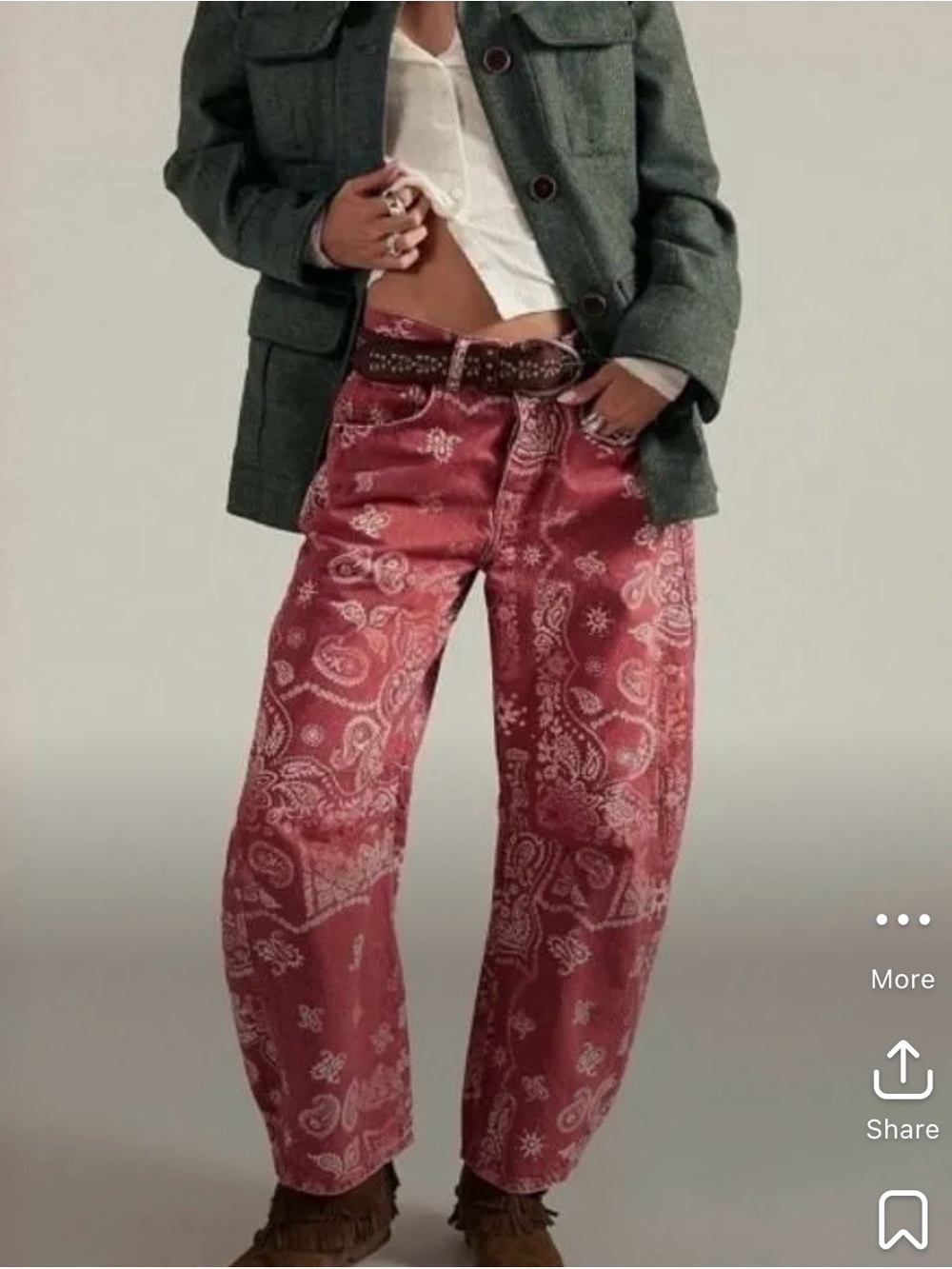 Amazon Red Paisley barrel Wide-Leg Pants